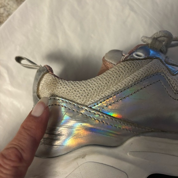 MSGM Sneakers Scarpa Donna Attack silver Pink iridescent SZ 7.5 Worn 2X - Picture 9 of 16